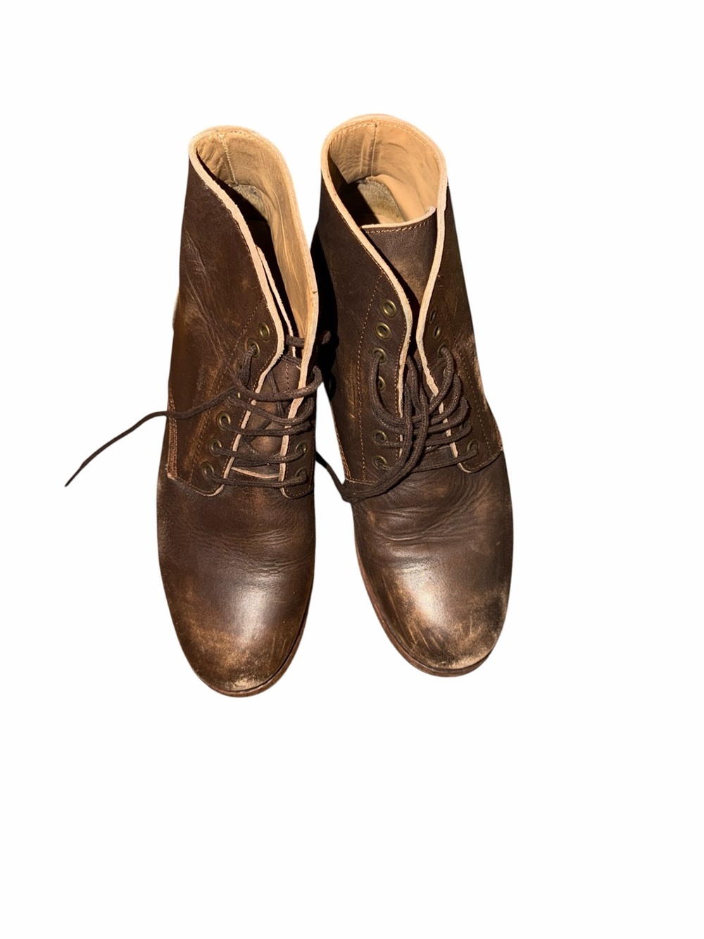 Navy Boot Men's Dark Brown Leather Lace-Up Boots Size 42